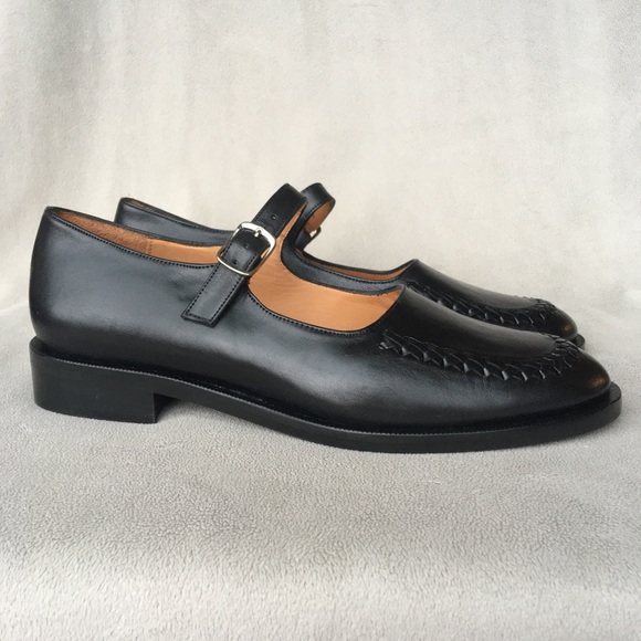 New Naguisa Berri Black Leather Mary Jane Flats 39 - Picture 2 of 11
